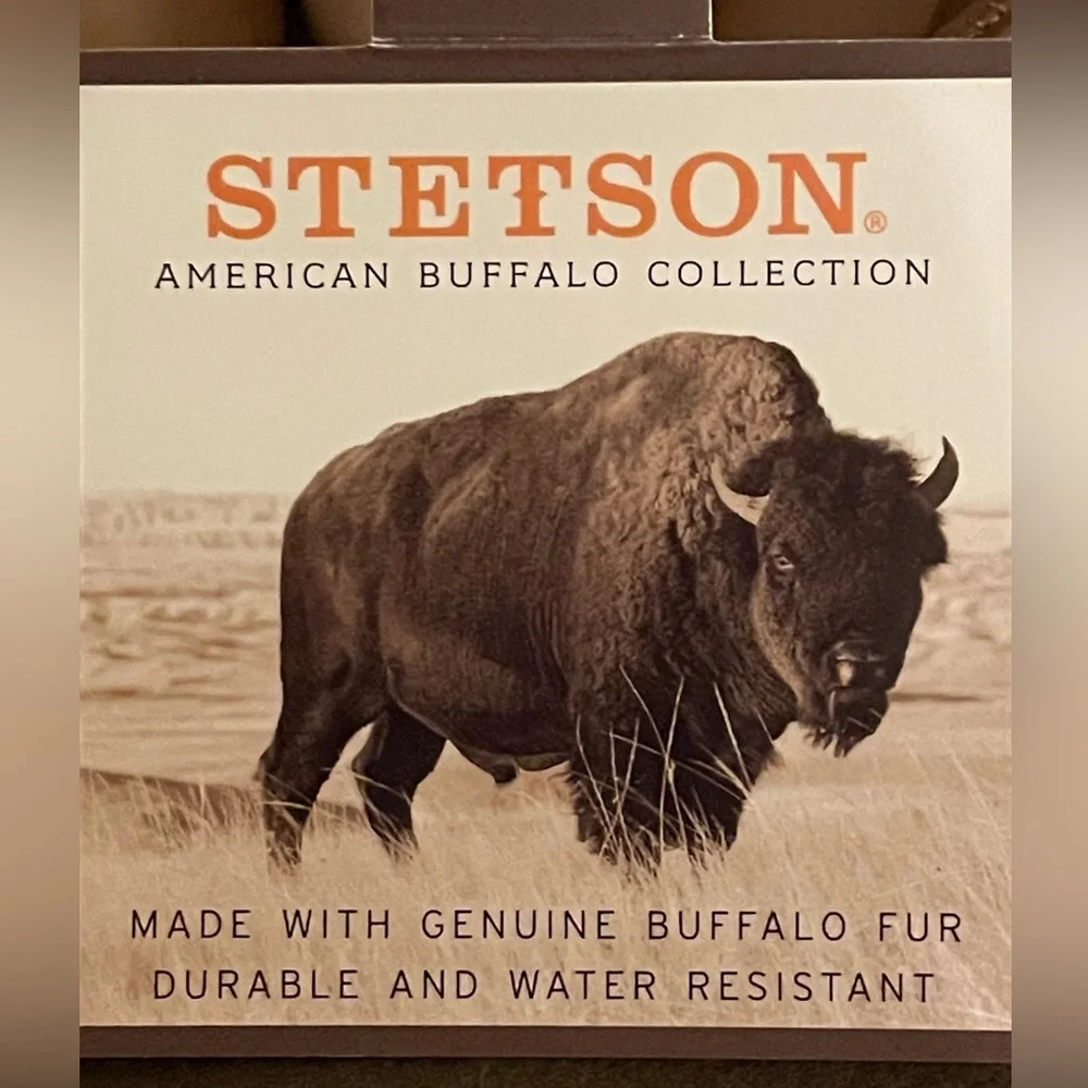 STETSON Genuine Buffalo Wool Fur Water Resistant Mink Brown Cowgirl Hat NWT
